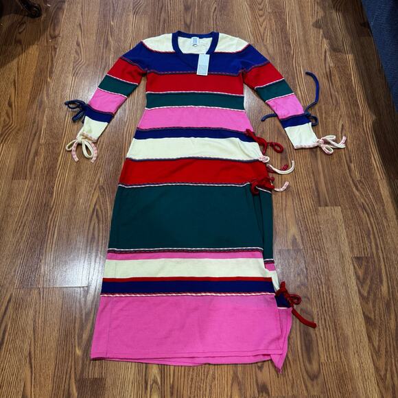 Rosie Assoulin Bow-Detailed Striped Wool Midi Fitted Dress XS Multicolor Runway - Picture 12 of 16